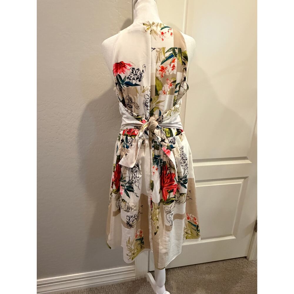 White House, Black market, white watercolor floral dress- sleeveless -size  8 - Picture 4 of 7